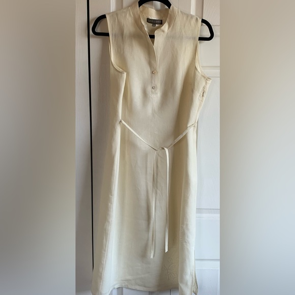 LYNN CANTIN-ivory women’s lined & belted tunic dress straight-line comfy design - Picture 1 of 10
